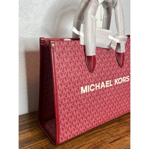 Michael Kors Mirella Medium Cherry Tote with Logo Accent & Gold Hardware - Picture 7 of 13